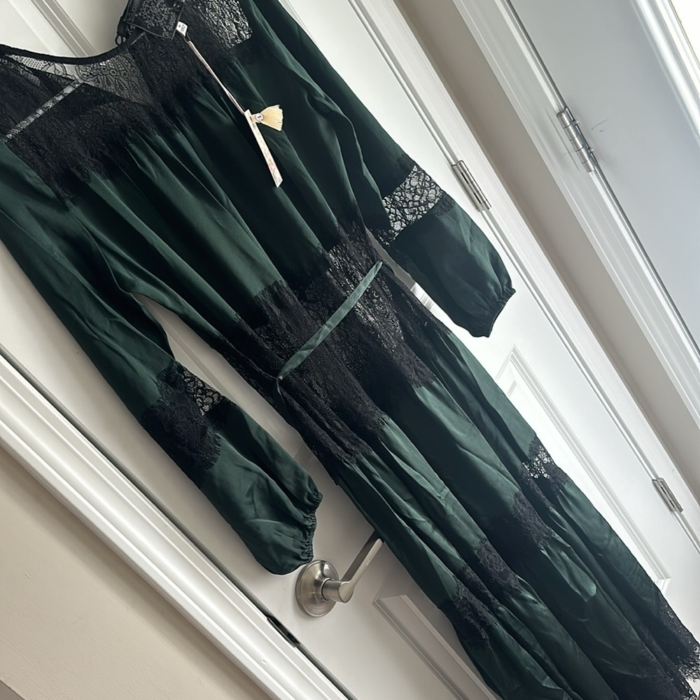 New Women’s Johnny Was Midnight 100% Silk Maxi Dress (musing black slip!) - Picture 8 of 13